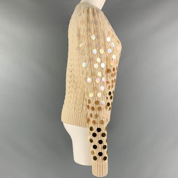 MARC JACOBS Size M Cream Gold Wool Cashmere Payettes Sweater - Picture 3 of 6